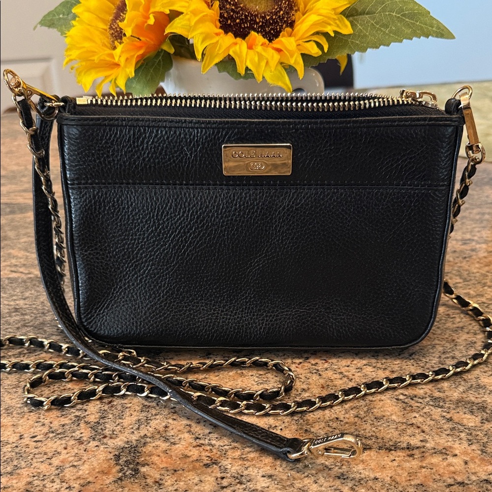 Cole Haan Black Crossbody Bag with Gold Chain